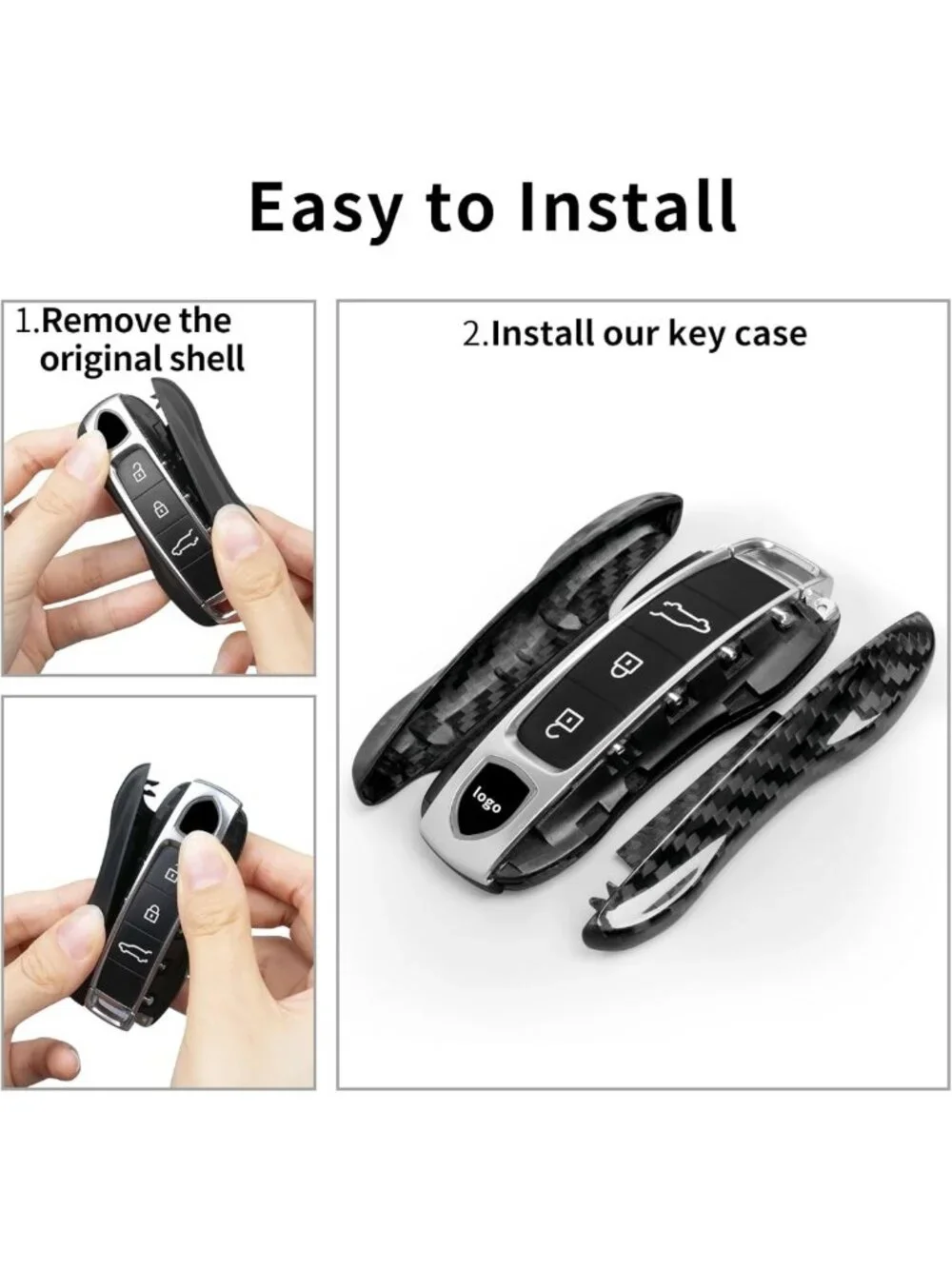Sleek Carbon Fiber Key Fob Cover for Porsche Cayenne, Panamera, 911, Taycan